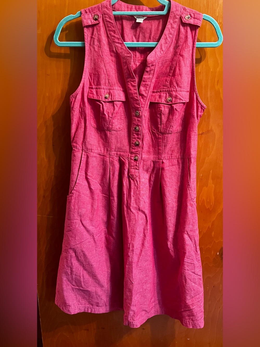 Fossil Pink Sleeveless Button-Front Midi Dress